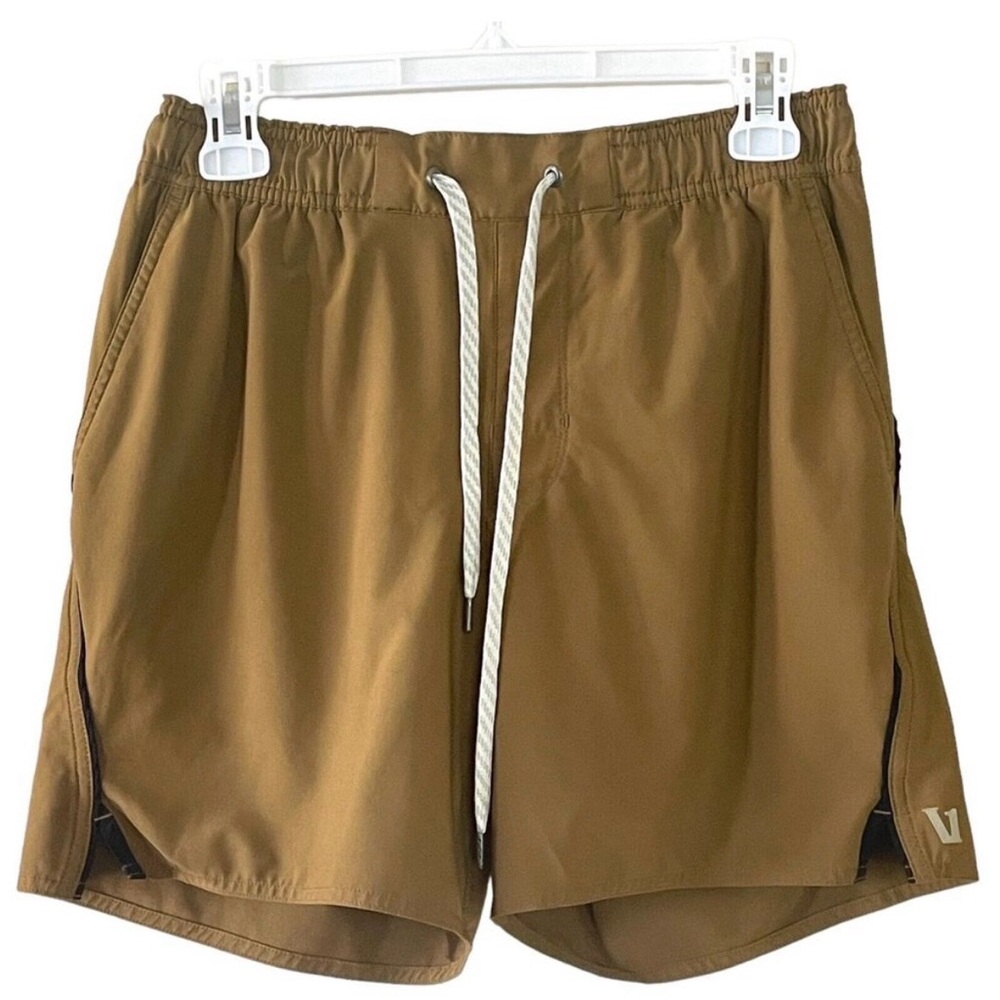 VUORI Men's Size S/M Brown Pull-On Elastic Waist Activewear Trail Running Shorts